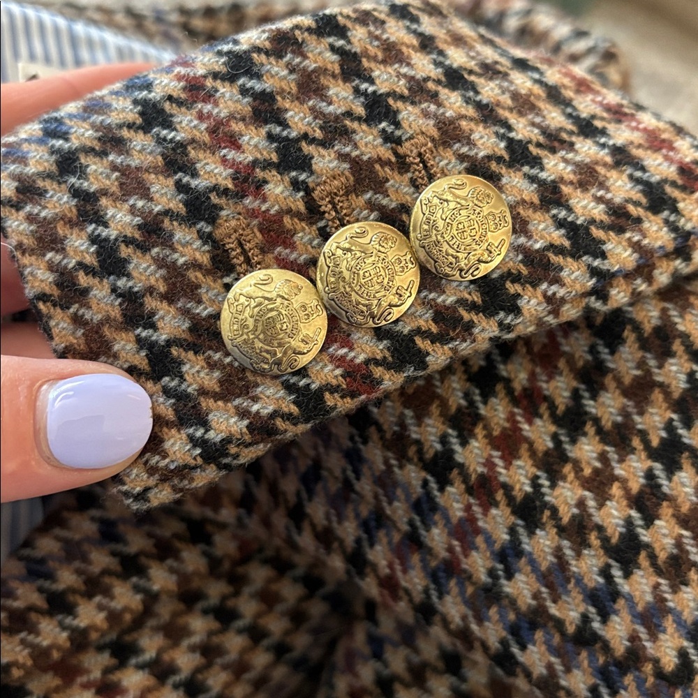 J. Crew Brown Houndstooth Tailored Blazer with Gold Buttons - Picture 9 of 9